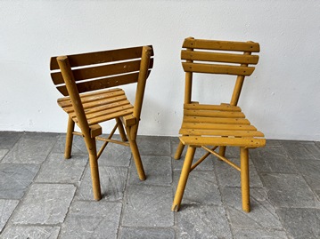 Paire de chaises lattis enfant ocre